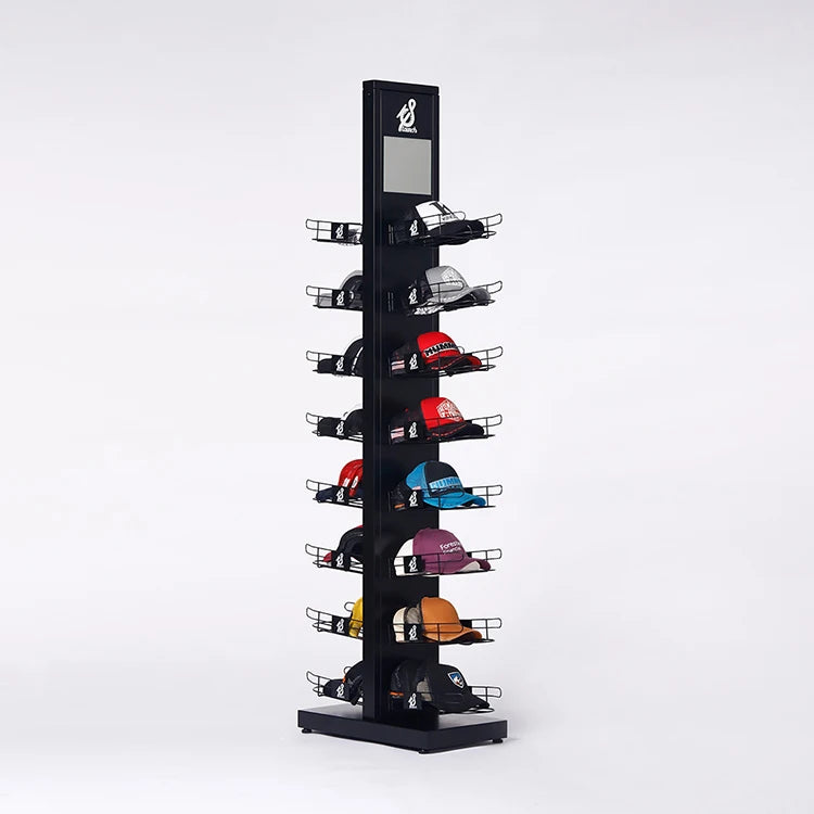 Free Standing Metal Winter Caps Rack Swimcaps Display Retail Store Rack Baseball Cap Holder Hat Display Stand