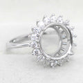 Sterling Silver 11*11mm Semi Mount Ring Empty Frame Blank Support Setting S925 Base Holder Without Center Stone for DIY Inlay