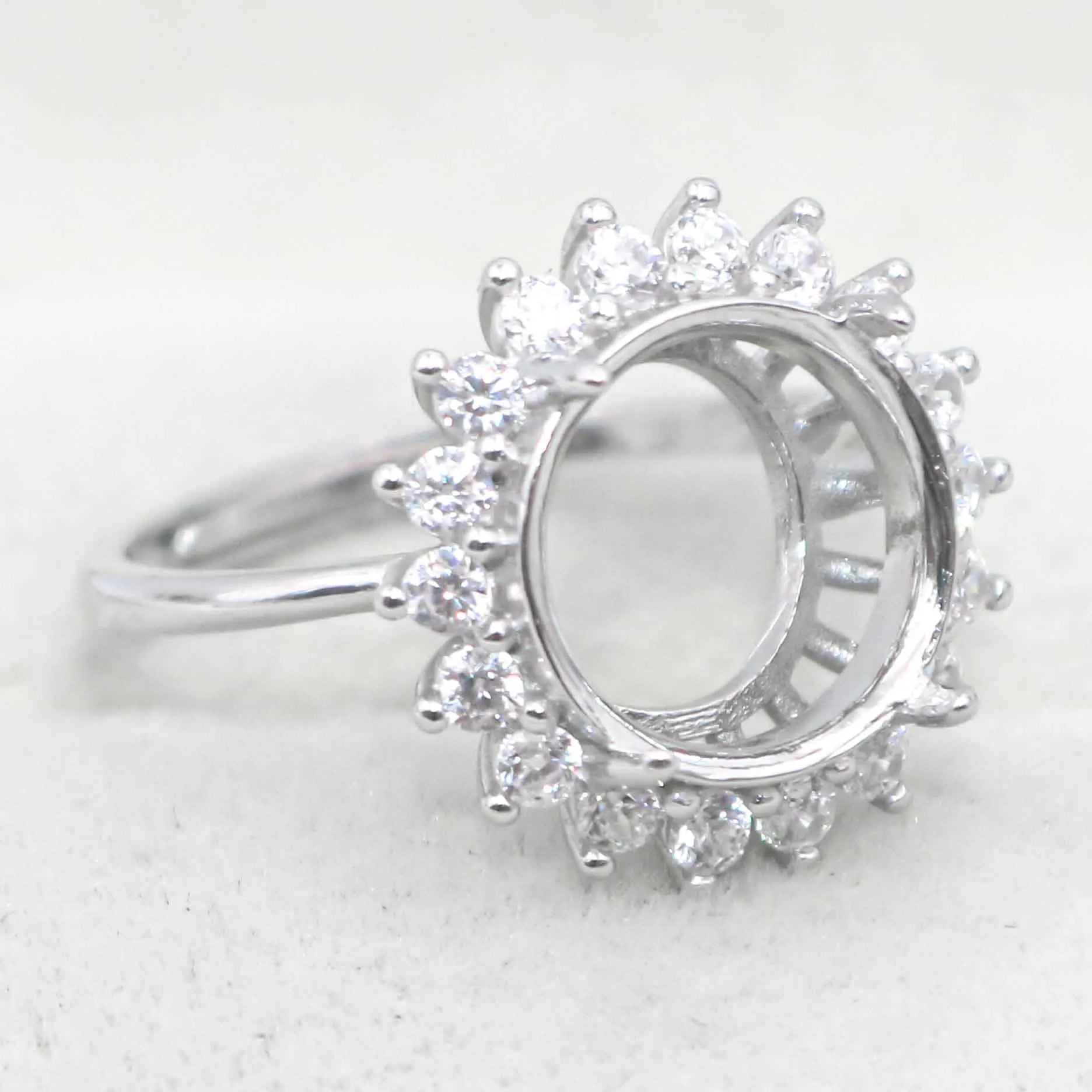 Sterling Silver 11*11mm Semi Mount Ring Empty Frame Blank Support Setting S925 Base Holder Without Center Stone for DIY Inlay