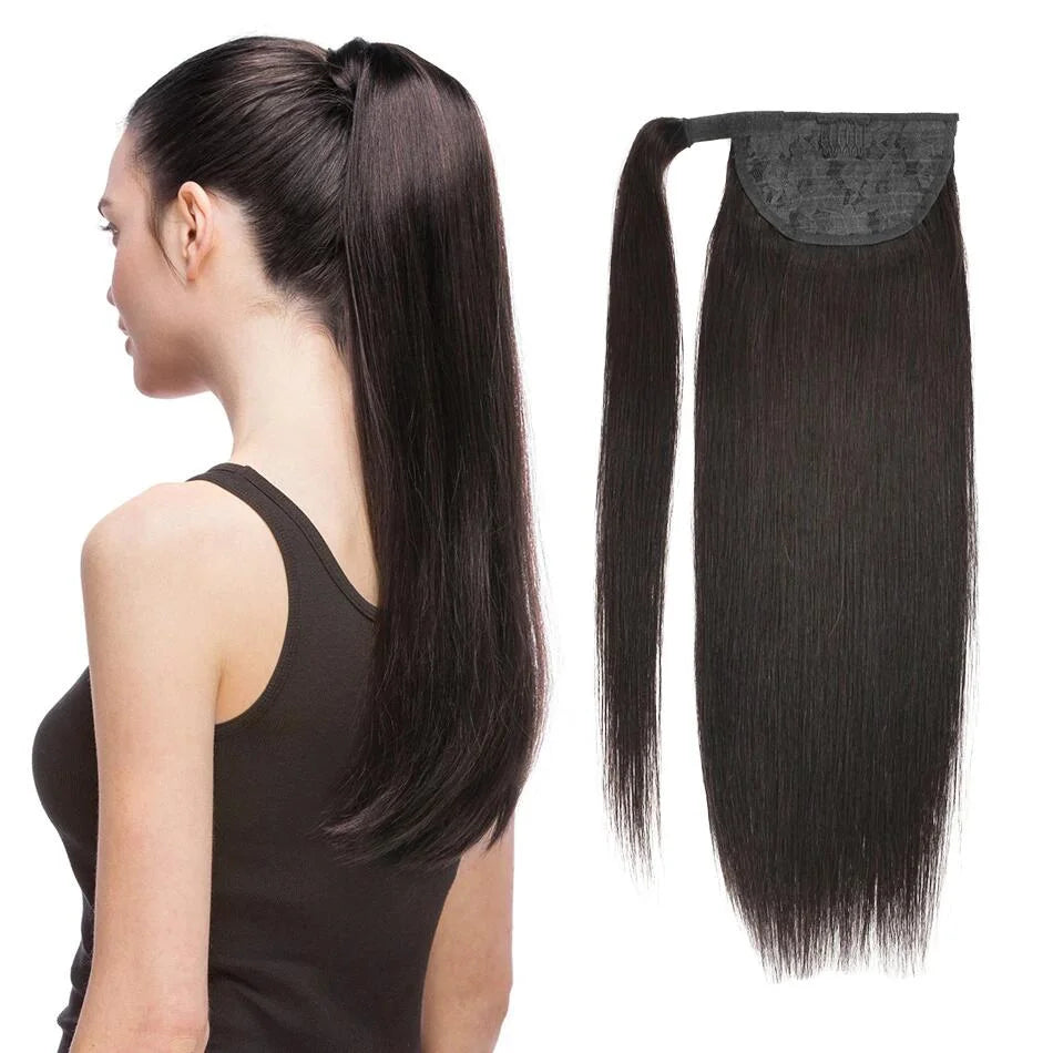 Wholesale Brazilian 100% Remy Virgin Human Hair Clip-in Extension Ponytail Straight Genius Weft New Flat Weft