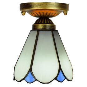White Bell Shape Modern Tiffany Style Light Led Ceiling Lamp for Home Living Room Stained Glass Ceiling Lights