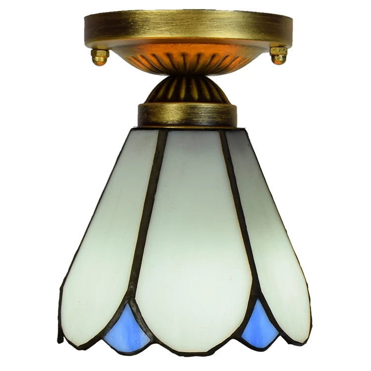 White Bell Shape Modern Tiffany Style Light Led Ceiling Lamp for Home Living Room Stained Glass Ceiling Lights