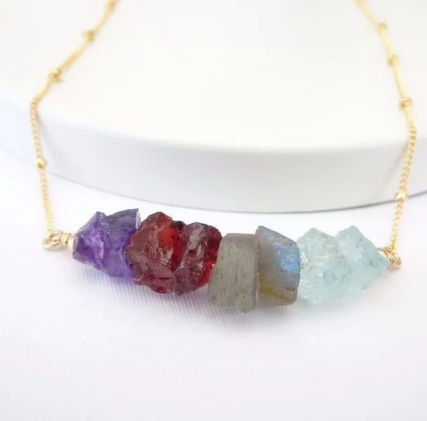 Zooying Raw Crystal Jewelry Energy Personalized Custom Birthstones Gemstone 12 Star Signs Zodiac Necklace