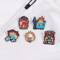 Animal Pins Flame Brooch Creative Cartoon Cat tiger Pigeon Skull Shape Punk Badge Letter Enamel Lapel Pin