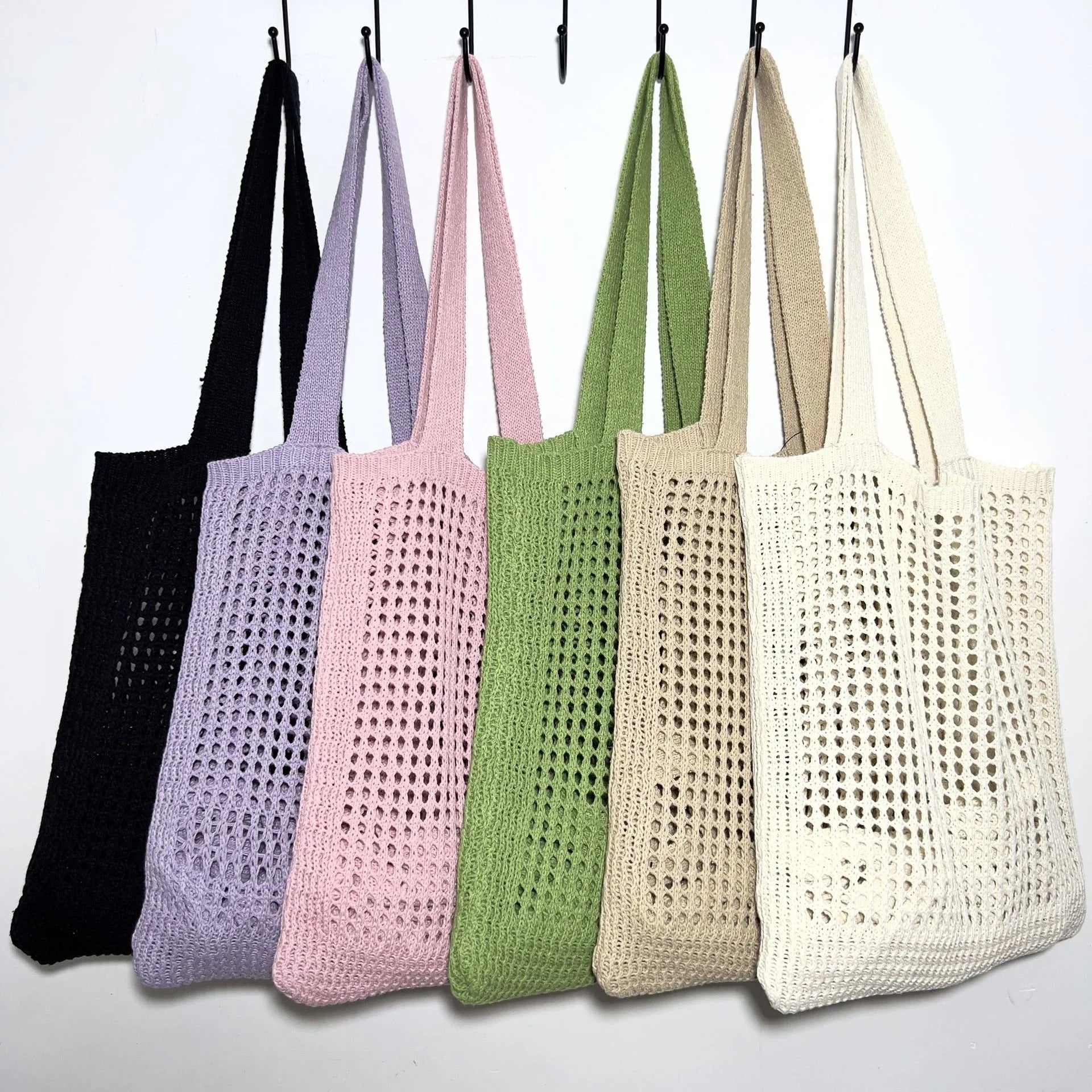 Wholesale Summer Women's Tote Bags New Vintage Design Knitted Beach Hollow Mesh Crochet Double Strap Fashionable Bohemian