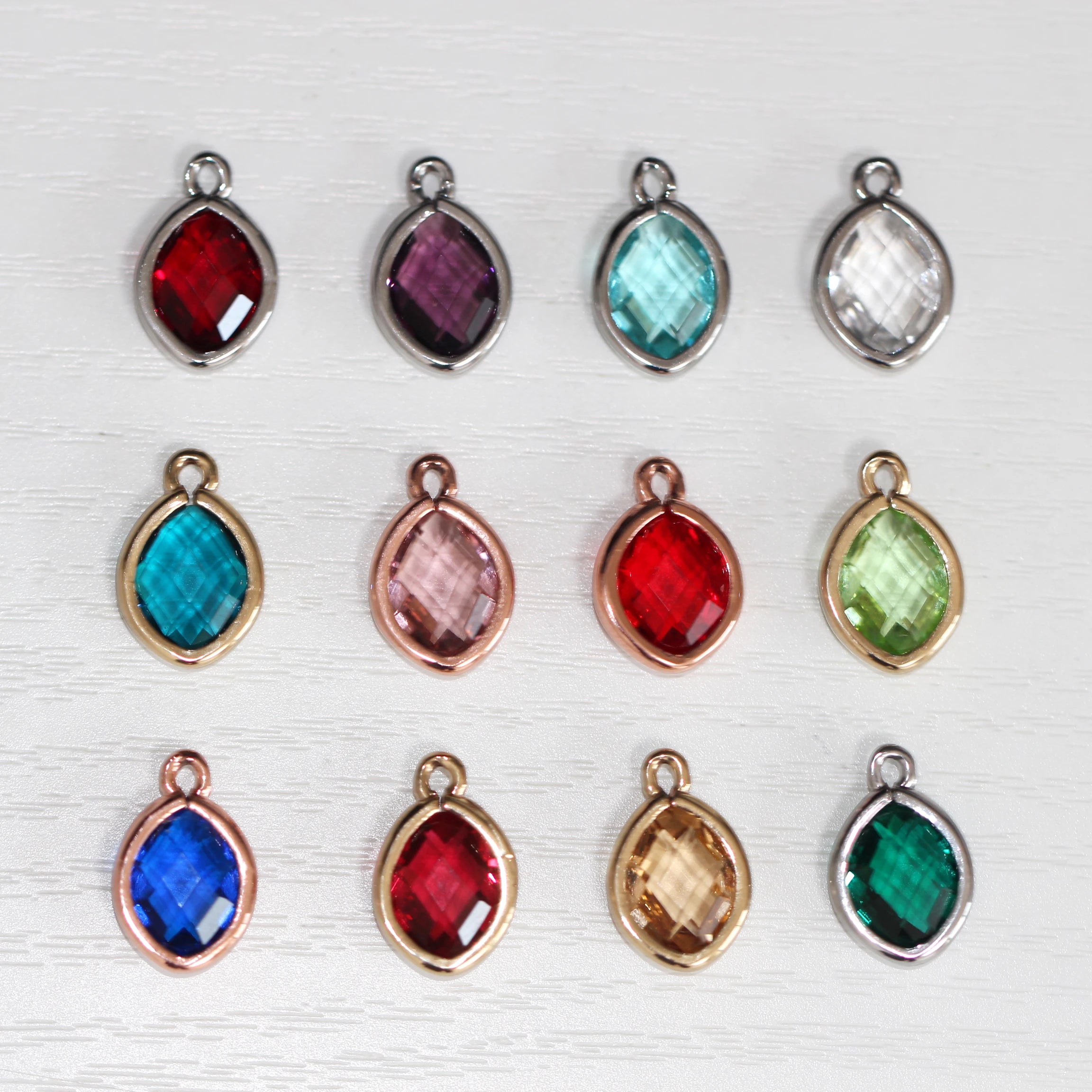 New Fashion DIY Fine Pendants Charms 12 Months Birthstone Drop Charm for Necklace Jewelry Gold Cute Christian Perfect Gift