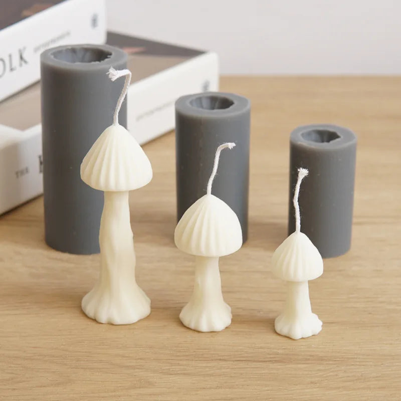 3D Handmade Cake Chocolate Plant Silicone Mould Scented Candle Silicone Mold Ribbed Mushroom Shaped Candle Silicone Mould