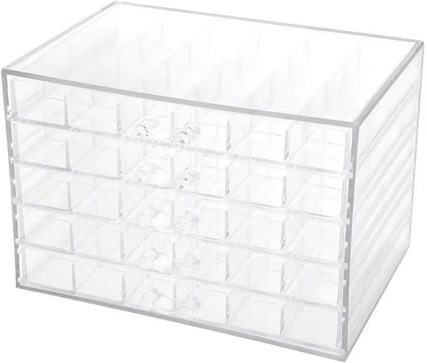 Acrylic Jewelry Organizer Box with 5 Drawers and 120 Grids Clear Display Rack Jewelry Drawer Organizer