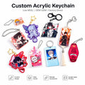 CNAWO Customisable Metal Keychain Photo Laser Cut Clear Printed Anime Glitter Charm DIY Design Acrylic Keychain