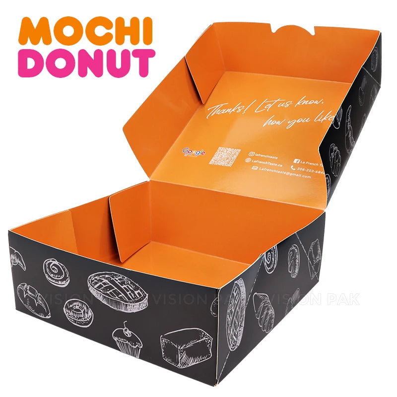 Mini Donut Long Box with Custom Logo Paper Food Packaging for Dozen/Half Dozen Donuts Embossed Design for Chewing Gum Sushi