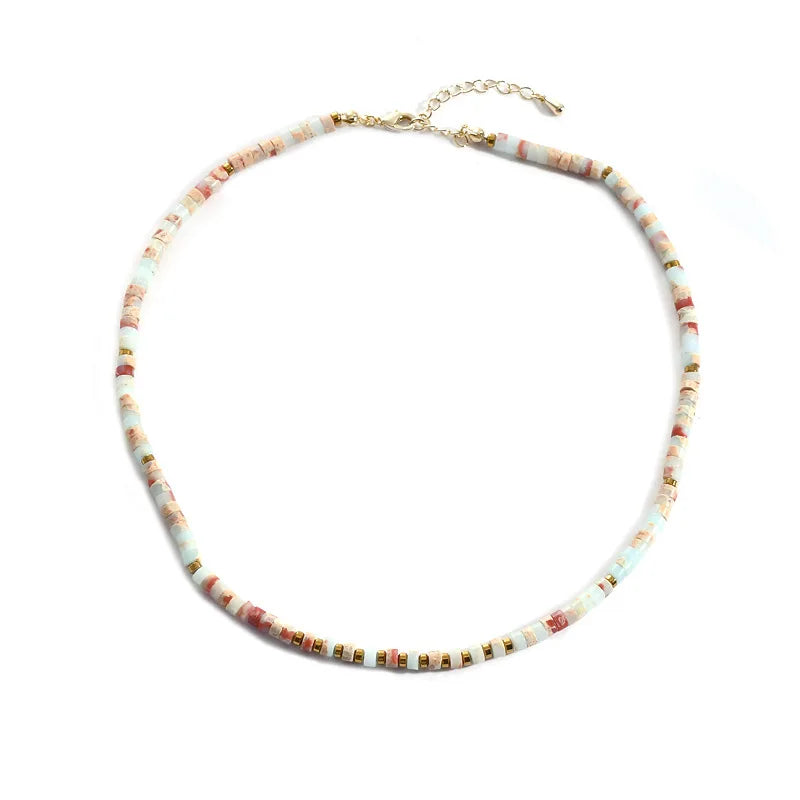 Wholesale Abacus Beads Choker Necklace for Women Girls Amazonite Labradorite Rose Quartz Natural Stone Jewelry