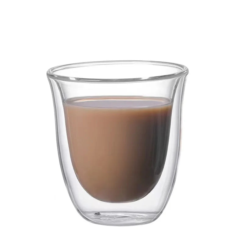 Egg Shaped Double Wall Insulation Borosilicate Glass Coffee Cup Double Wall Coffee Drinking Cup Set Two