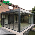 Bioclimatic Terrace Roof Rainproof Garden 4.5 by 5 Meters Pergola Aluminum With Side Glass Wall Mounted to House