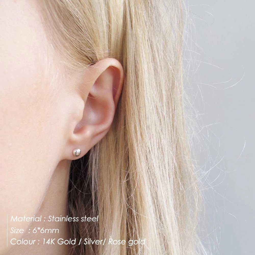 4 Pieces Gold/Silver Stainless Steel Earring Stud Set for Women