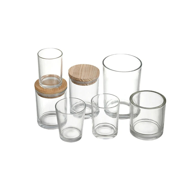 4oz 8oz 12oz Clear or Colors Empty Glass Candle Jar with Wooden Lid