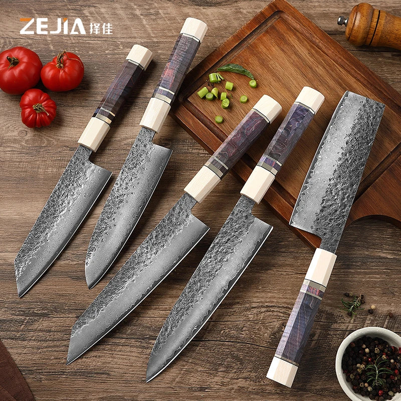 Hand Multi-layer Steel Forged 67-layer Damascus Steel Japanese Kitchen Knife Stable Wooden Handle Octagonal Chef Knife MegaBDM