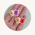 Cute Resin Smile Peanut Butter and Jelly Jam Toast Cabochons Cute Happy Bread Cabs Miniature Food