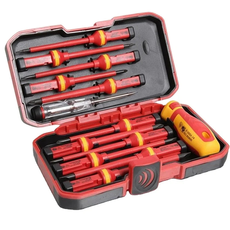 1PC/15PCS 380V/13PCS 1000V Changeable Insulated Screwdriver Set Magnetic Slotted Bits Repair Tool for Electrical Equipment