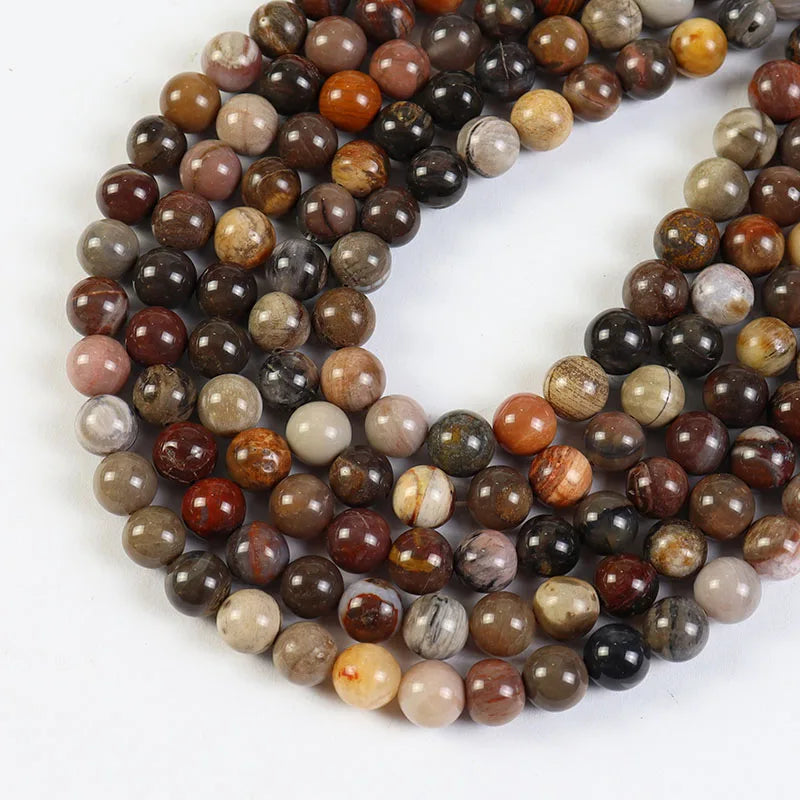 Natural Petrified Wood Stone Jasper Loose Beads Brown Wooden Bead for Jewelry Making 4mm 6mm 8mm 10mm 12mm