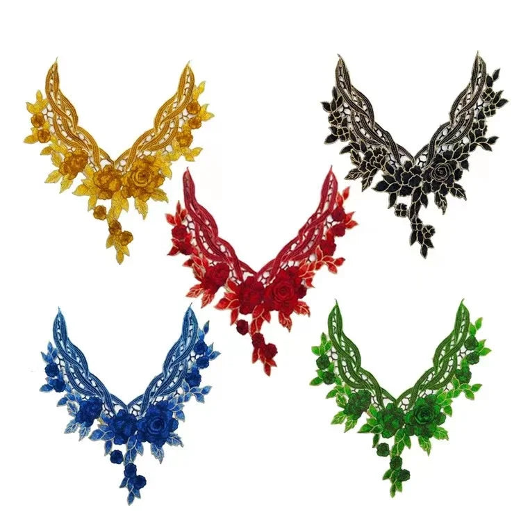 Ethnic Style Colorful Water Soluble Collar Clothing Accessories Embroidery Lace Patch Collar