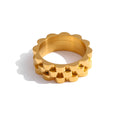 JINYOU 1348 Simple Metal Texture 18K Gold Plated Finger Ring Fashion Jewelry Stainless Steel Round Ring