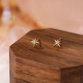 Korean Design S925 Sterling Silver Clear Zircon Star Shaped Stud Earrings for Geometric Pattern Wedding Engagement Girls' Fine