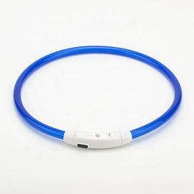 Led Luminous Dog Collar Water-Resistant USB Rechargeable Optical Fiber Multicolor Glow-in-the-Dark Print PVC Pet Night Safety