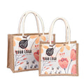 2023 Custom Design Women's Fashion Jute Handbags Canvas Burlap Designer Tote Carrier Fabric Shopping Bags