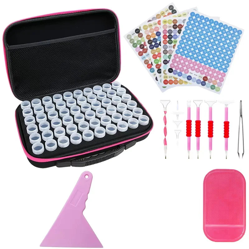 Diamond Painting Accessories Plastic Storage Box & Carry Case with 15/30/60/120 Bottles Handpainted Beads Drills Stone Storage
