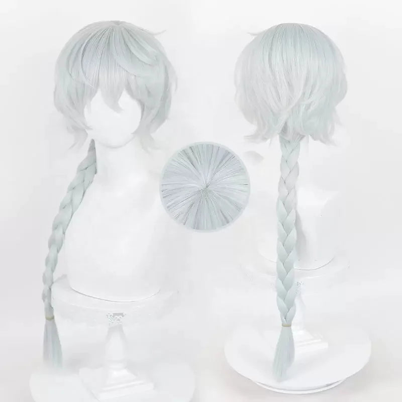 Wholesale Nikolai Gogol Wig Cosplay 80cm Long Silver Mixed Bungo Stray Dogs Anime Synthetic Heat Resistant Braid Hair Wig