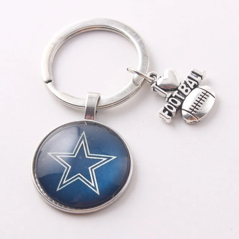 Wholesale Promotional Souvenir Gift Round Us Football Metal Nfl Teams Keychain