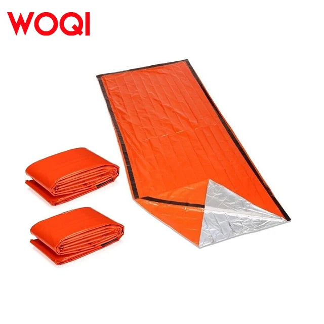 WOQI Wholesale High Quality Warm Camping Outdoor Emergency Sleeping Bag with Drawstring Bag