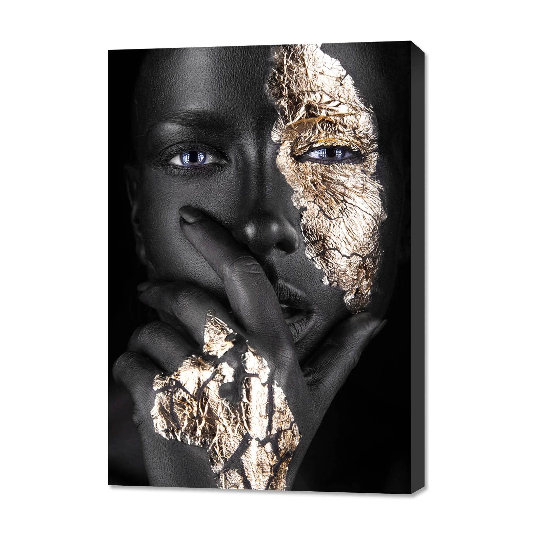 POP Art Painting Home Decoration Wall Art African Art Black and Gold Women