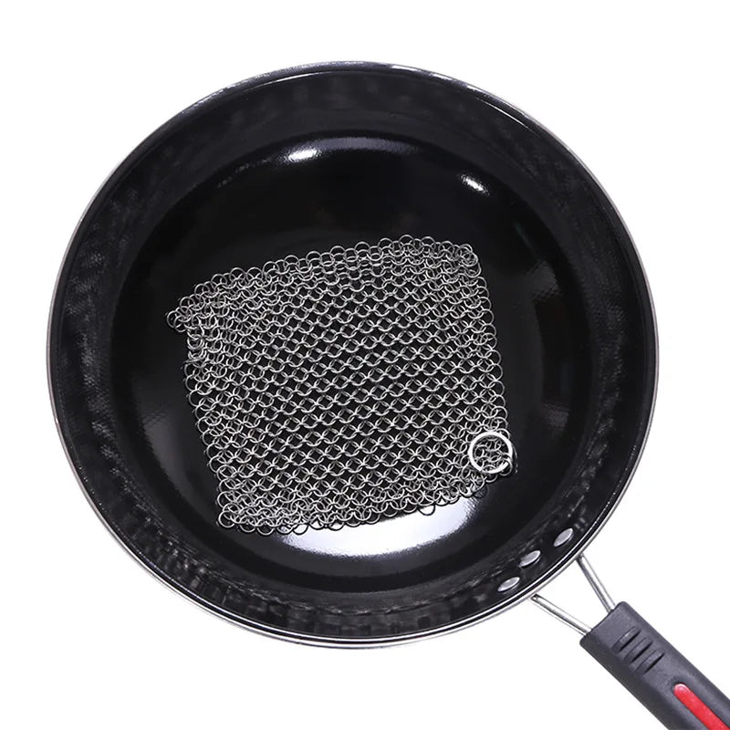 HelloWorld Metal Ring Net Kitchen Supplies 316 Stainless Steel Brush Pot Net Washing Kitchen Artifact Cleaning Brush Pot Net