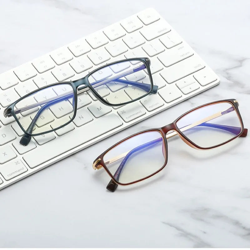 Jiuling Eyewear Wholesale Custom  Tr90 Frames Optical Eyeglasses Men Myopia Glasses Rectangle Frame Anti Blue Light Eyeglass