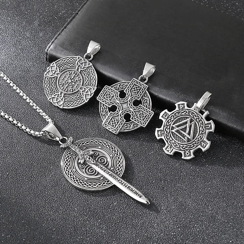 Hip Hop Viking Vintage Cross Charm Stainless Steel Pendants for DIY Chain Necklace Handmade Jewelry Religious Men Accessories
