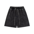 Wholesale Heavyweight Summer Casual Elastic Waist Black Pocket Shorts Cotton Acid Washed Vintage Men's Shorts