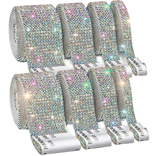 SINRONG Self-adhesive Rhinestone Tape Self Adhesive Crystal Rhinestone Diamond Ribbon Trim Sheet for Crafts Decoration