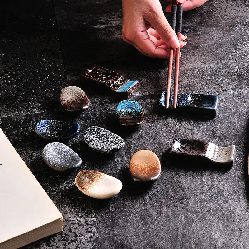 Japanese Traditional Ceramic Crafts-Eco-Friendly Mini Pattern Chopstick Rest Spoon Knife Fork Holder