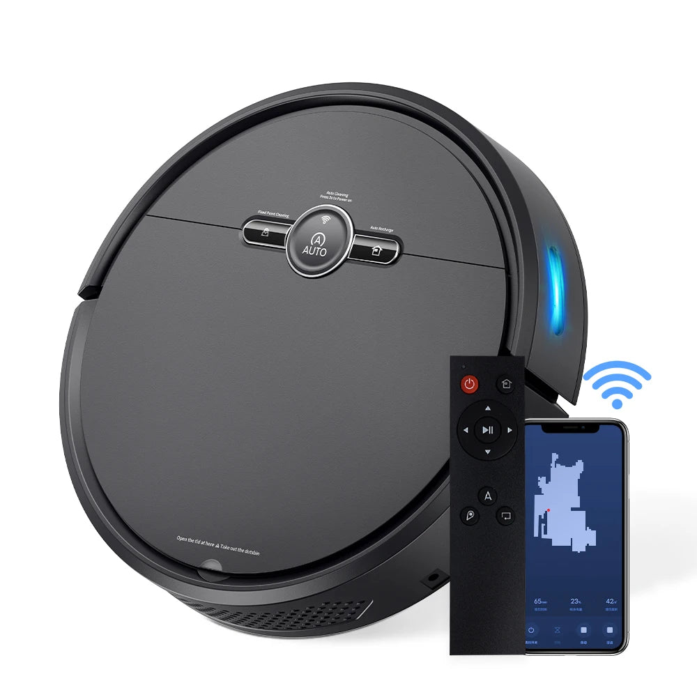 600ml 3-in-1 Robot Vacuum Cleaner Automatic Cleaning Alexa Wifi Compatible Self-Charging for Hard Floors Pet Hair for Garages