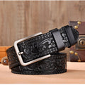 OEM/ODM Classic Western for Buckle with Embossed Brown Cow Hide Leather Belt Factory Direct Sale Alloy Material