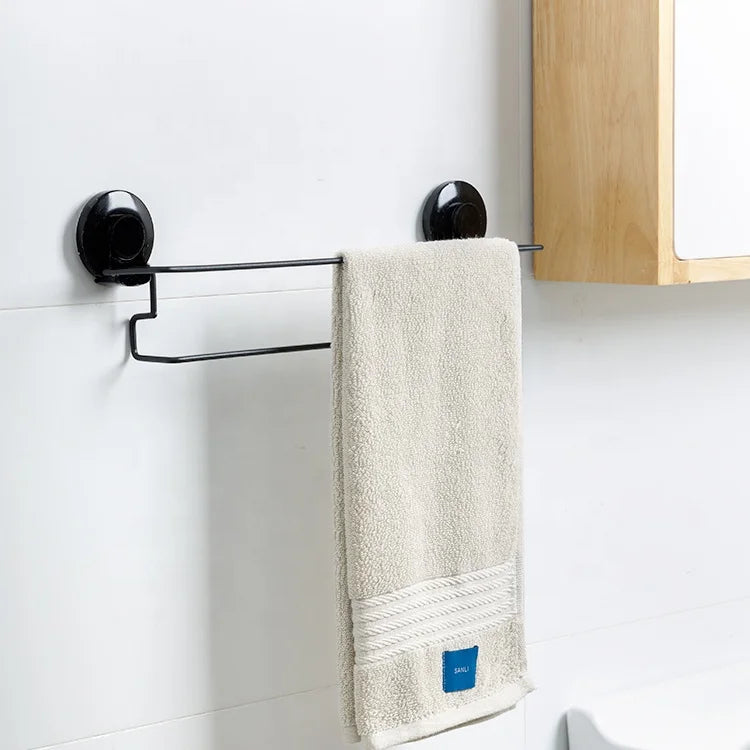 Bathroom Accessories Aluminium Alloy Wall-Mounted Towel Bar With Suction Cups Towel Hanging Rod Storage Racks Towel Holder