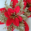 Wholesale Q-1123 Artificial Christmas Glittered Poinsettia Flower for Christmas Tree Decorative