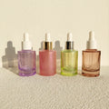 Green Dropper Glass Bottle 30ml Clear Pink Essential Oil Glass Bottles Clear Dropper Serum Bottele for Cosmetic Packaging