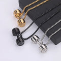 Titanium Steel Sports Dumbbell Necklace Trendy Men's Fitness Pendant Hundred Matches Metal Alloy Jewelry Orthodox Religious Type
