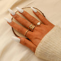 Beimai OEM Ring Fashionable love Heart Chain Elegant Oil Dripping Open Stainless Steel Three-piece Ring Set