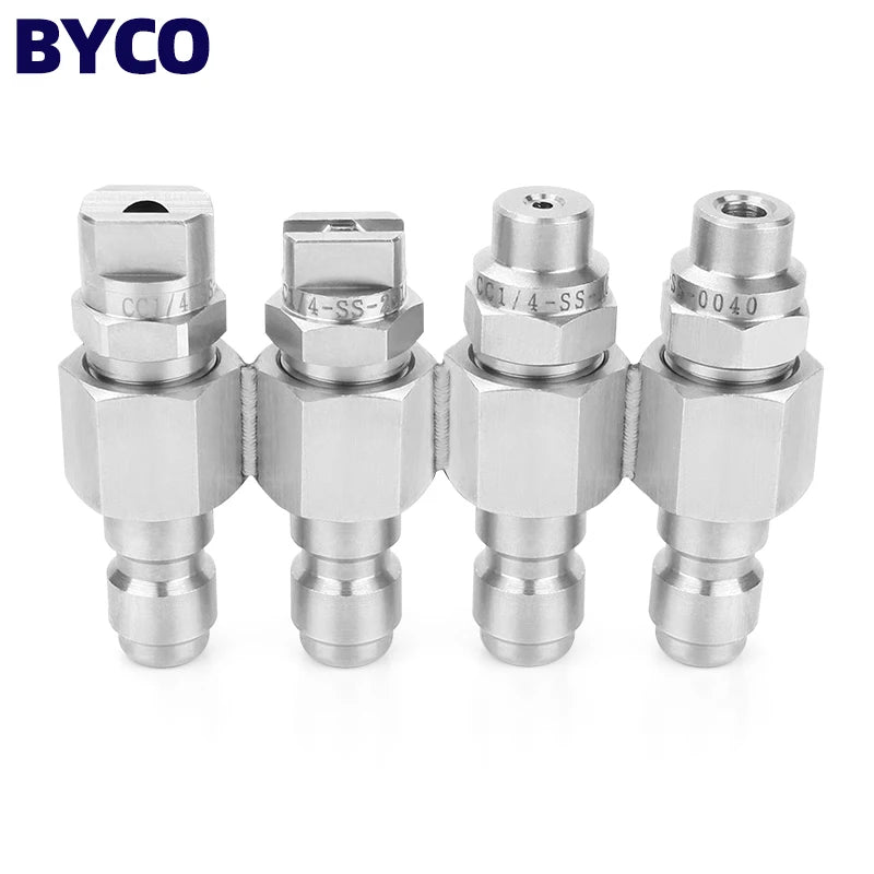 BYCO 1/4'' NPT 0 Degree/25 Degree Pressure Tip Holder Jrod NozzleStainless Steel Quick Connect 4 Way  Washing Nozzle