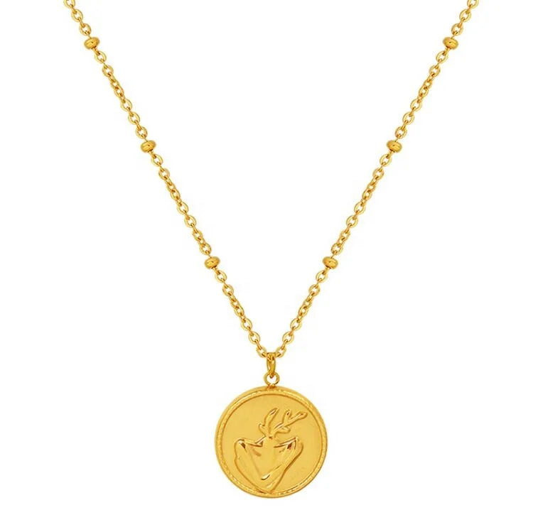 Hot Selling Best Selling Stainless Necklace Chain Fashion Jewelry Round Pendant Necklace Personalized for Women