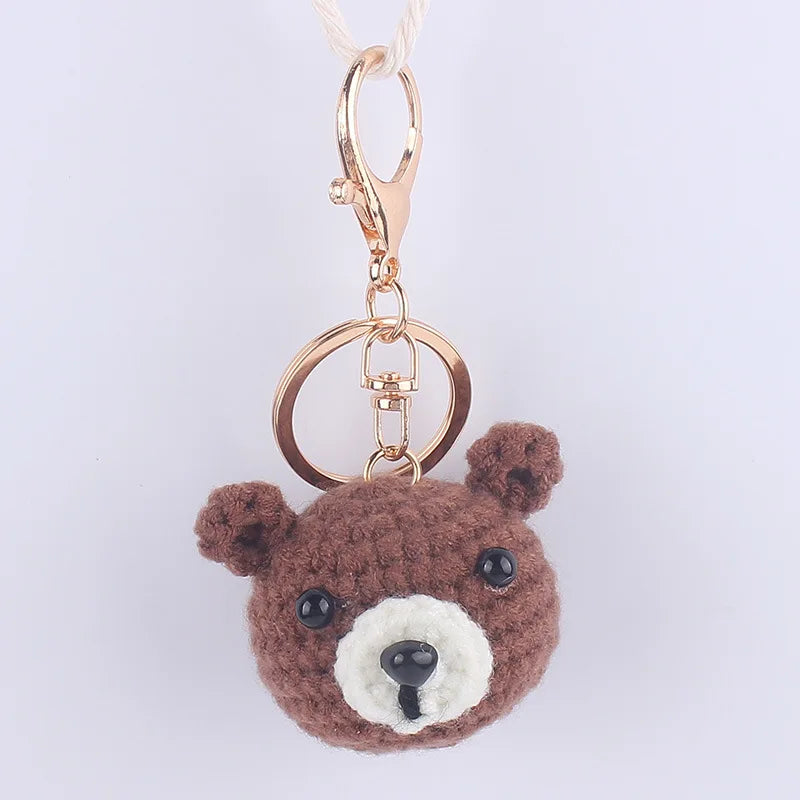 Handmade Crochet Animal Easter Gift Keychain Lovely Bunny Bear Pendant Car Bag Accessories Key Ring