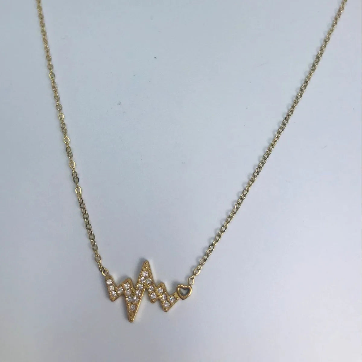 Custom Stainless Steel Gold Plated CNC Heart Beat Pendant Chain Link Necklace for Women Party 2024